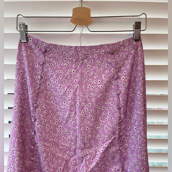 NEW Lilac with White Flowers Double Slit Maxi Skirt - Picture 3 of 9